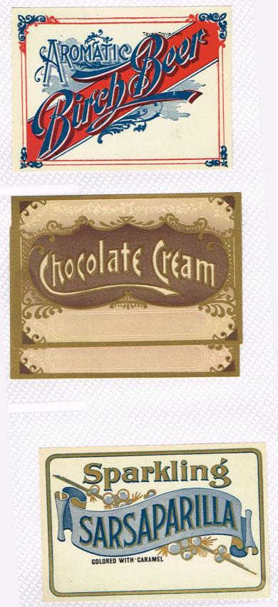 Soda Lithographer's Stock Labels Birch Beer Chocolate Cream Sarsaparilla