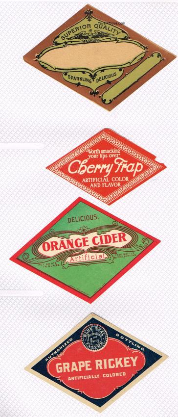 Soda Lithographer Stock Labels Cherry Frap Orange Cider Grape Rickey