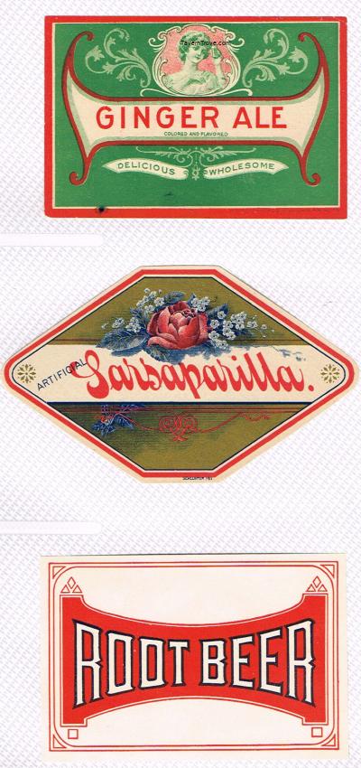 Soda Lithographer Stock Labels Ginger Ale Sarsaparilla Root Beer
