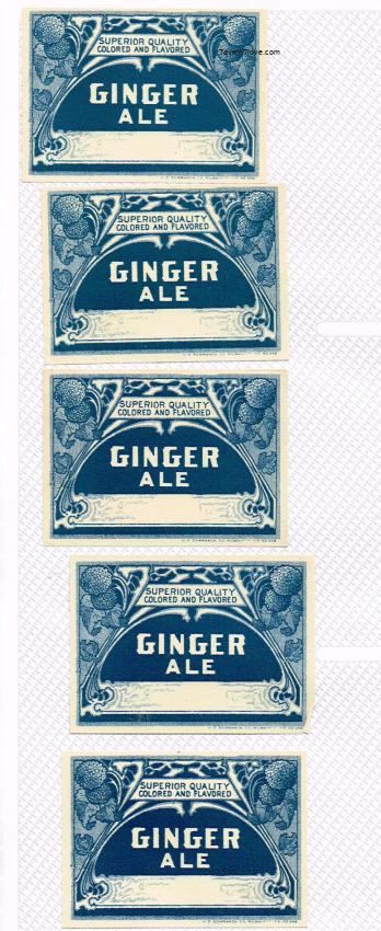 Soda Lithographer Superfine Stock Labels Ginger Ale lot of FIVE