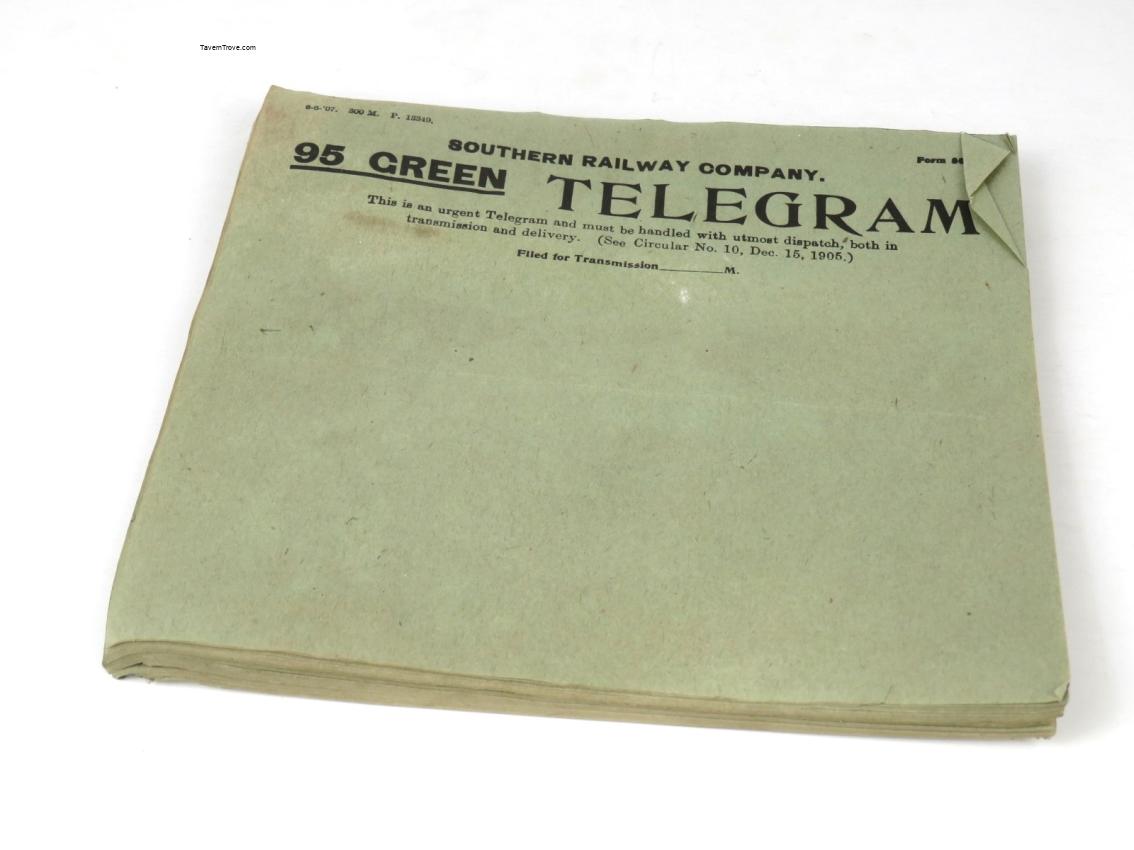 Southern Railway stack of Unused Green Telegram Sheets