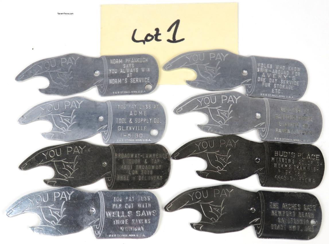 Spinner Bottle Advertising Openers Lot of EIGHT #1