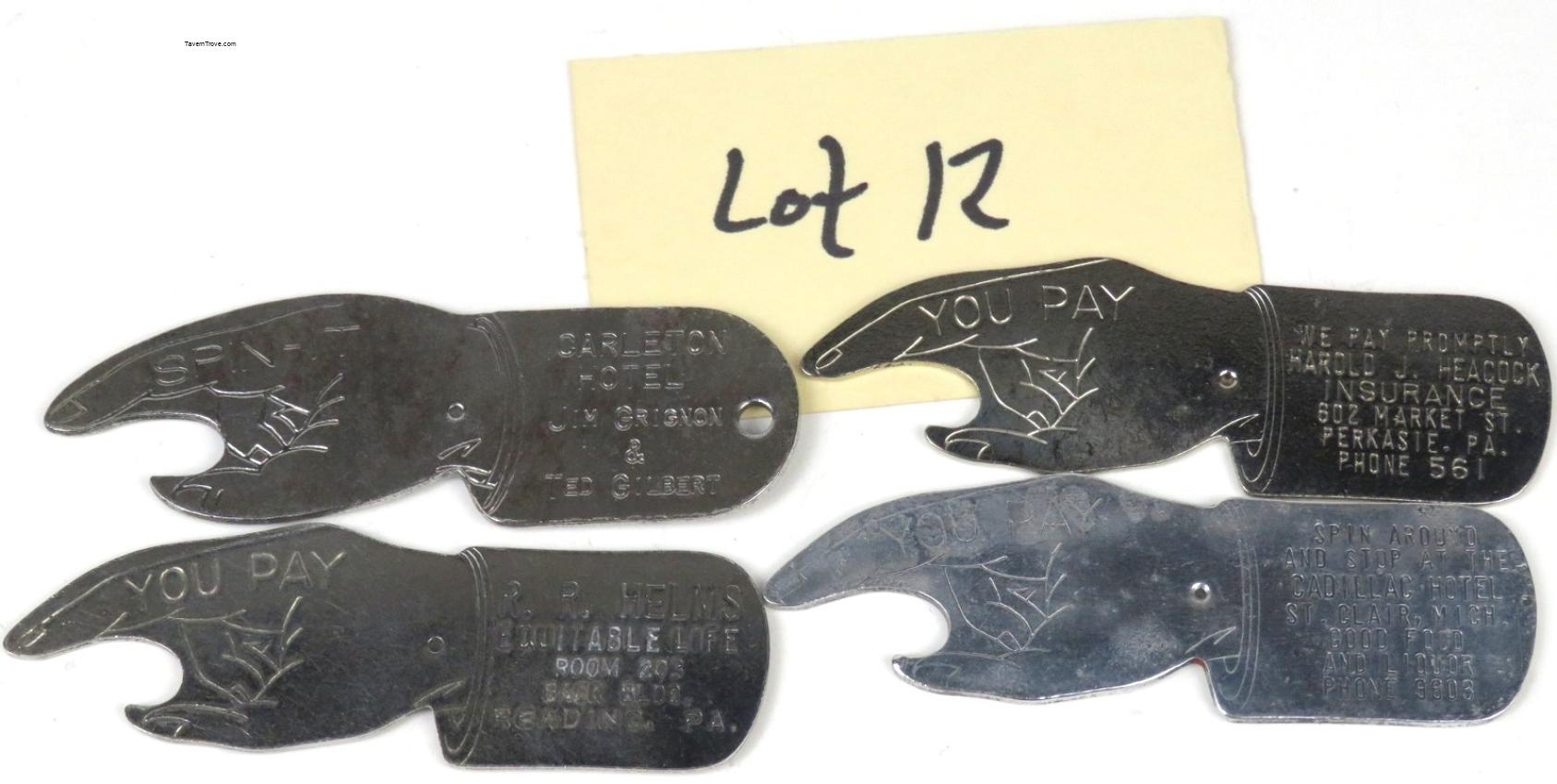 Spinner Bottle Advertising Openers Lot of FOUR #12