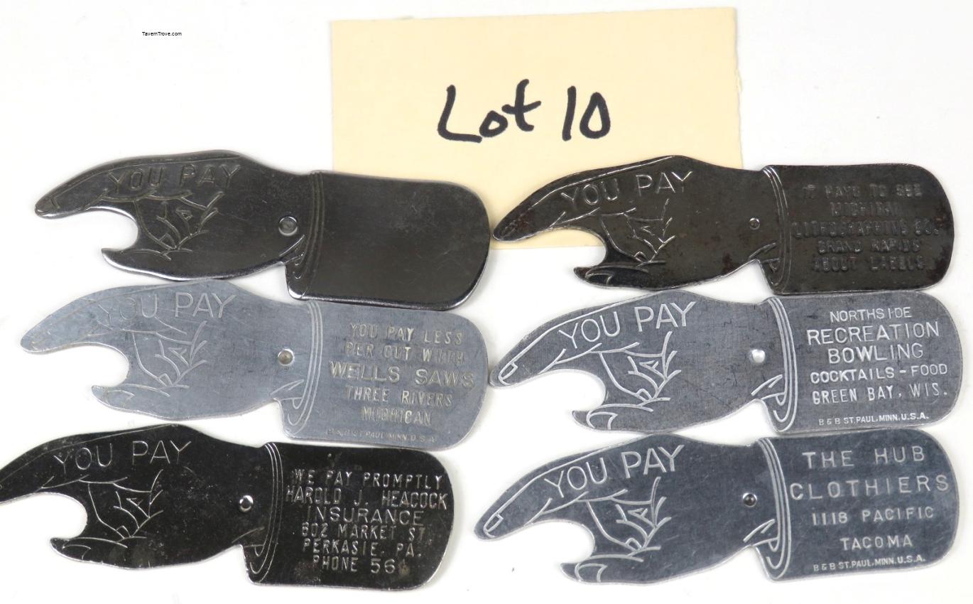 Spinner Bottle Advertising Openers Lot of SIX #10