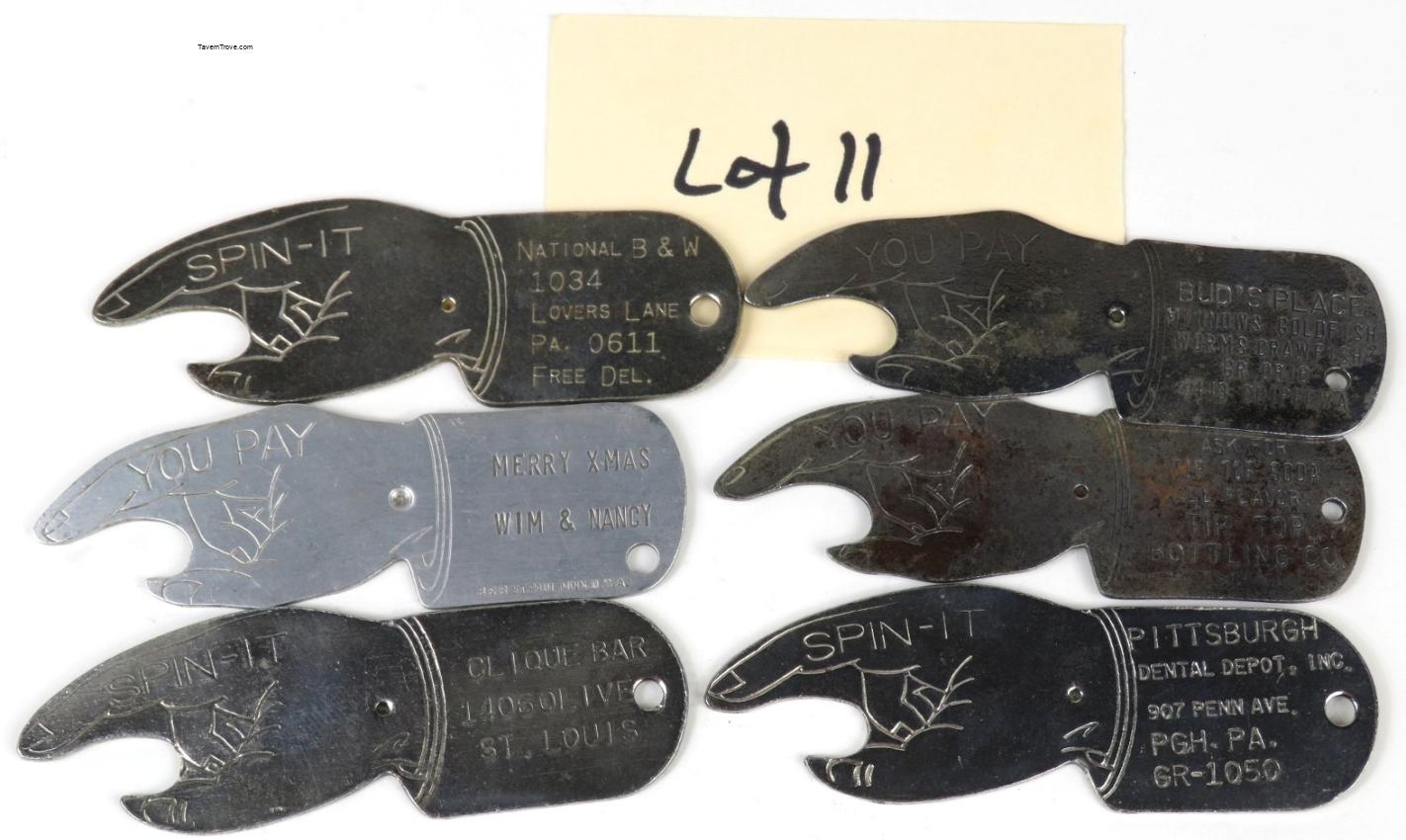 Spinner Bottle Advertising Openers Lot of SIX #11