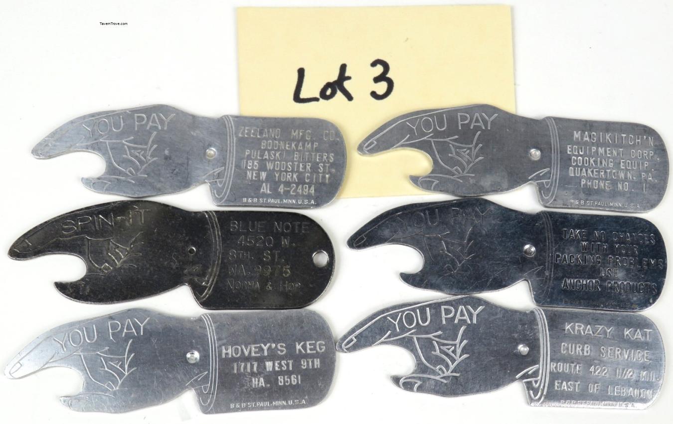 Spinner Bottle Advertising Openers Lot of SIX #3