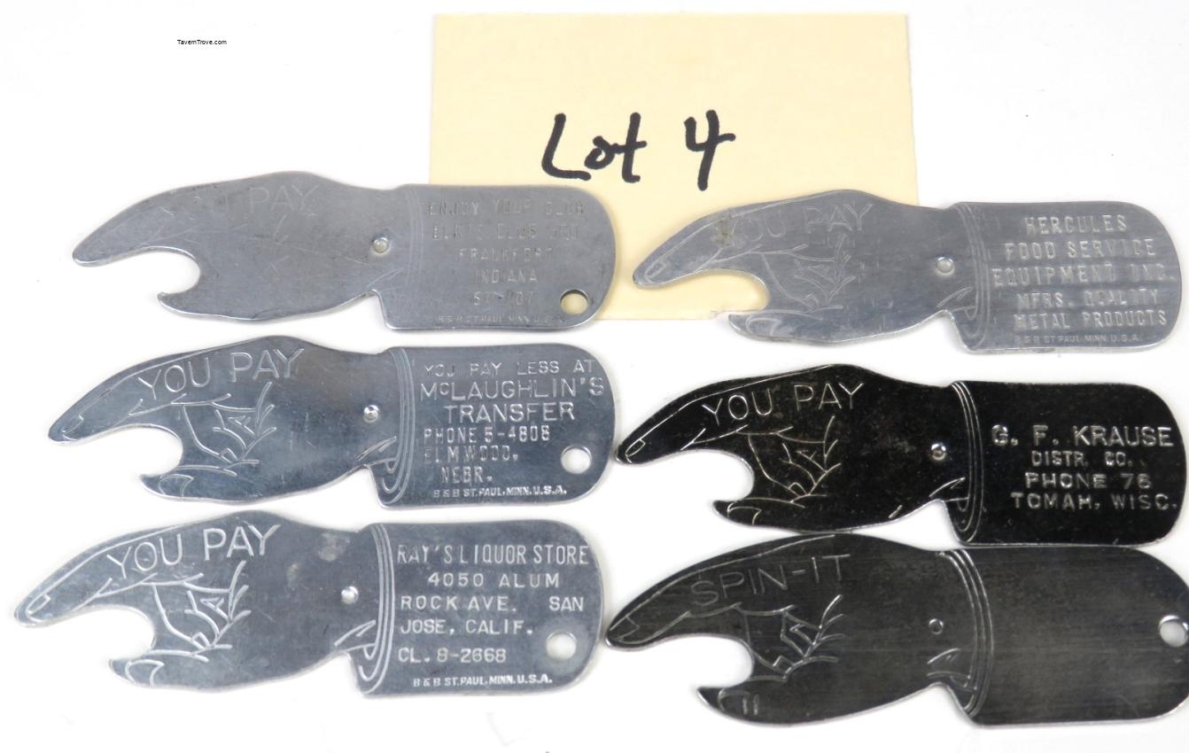 Spinner Bottle Advertising Openers Lot of SIX #4