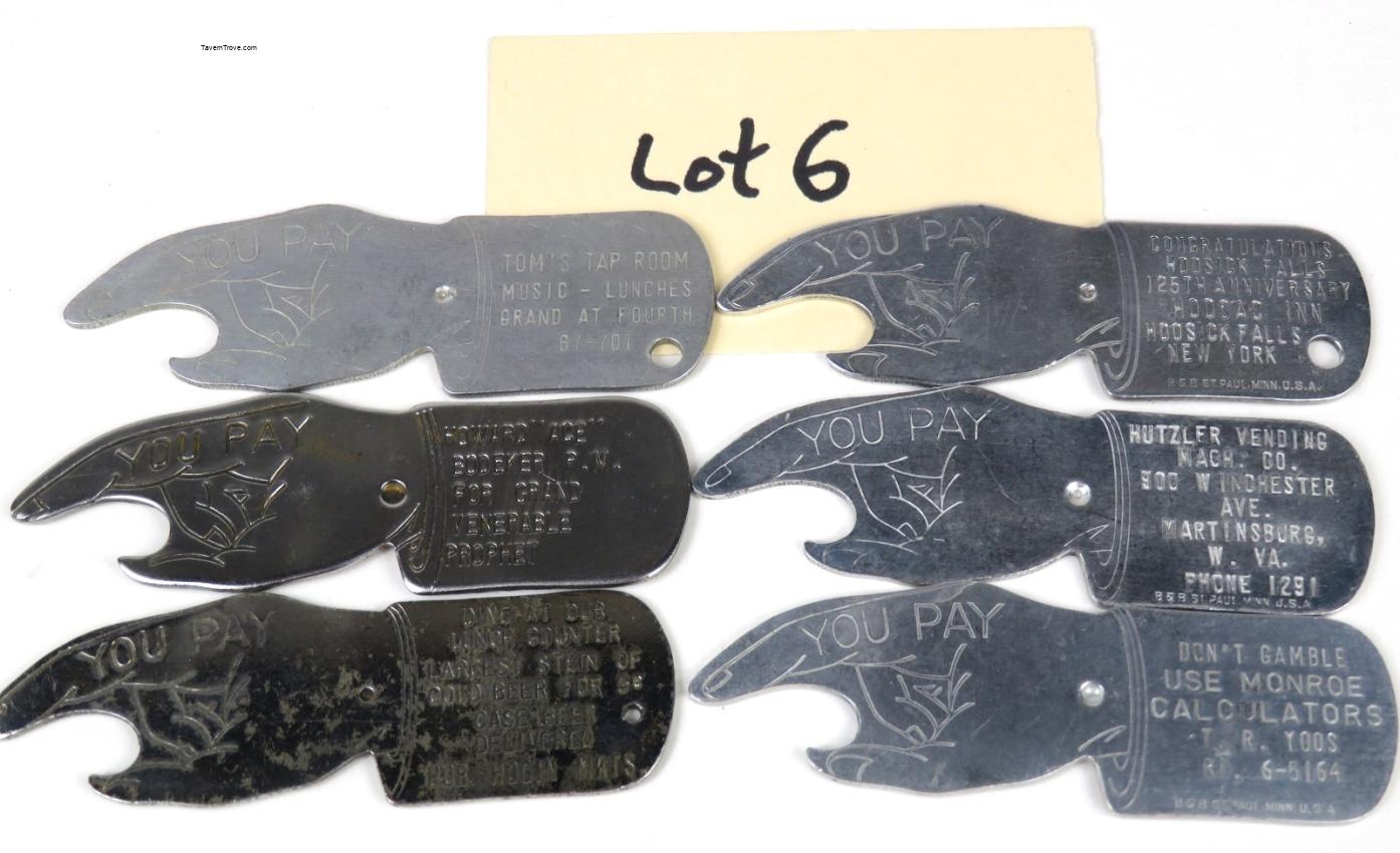 Spinner Bottle Advertising Openers Lot of SIX #6