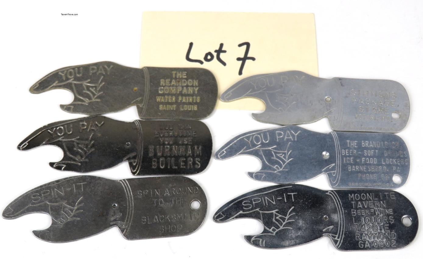 Spinner Bottle Advertising Openers Lot of SIX #7