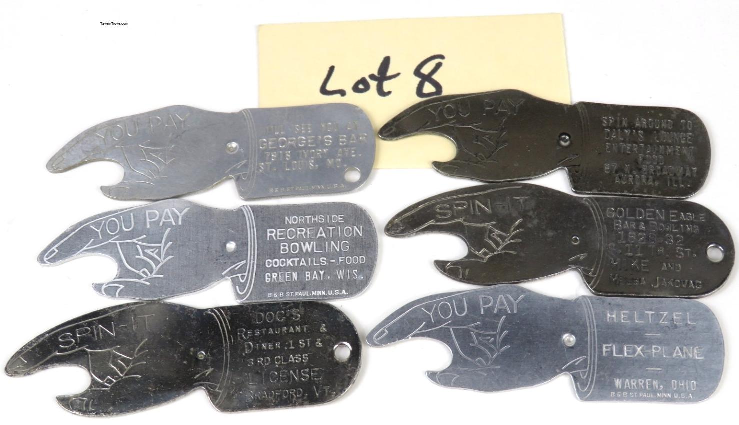 Spinner Bottle Advertising Openers Lot of SIX #8