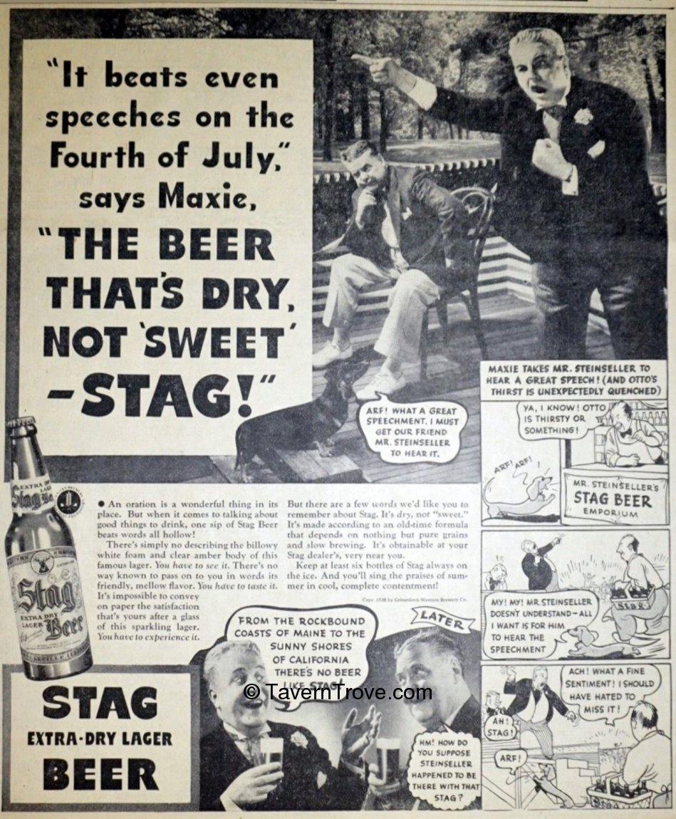 Stag Advertising Item #30647 1938 Stag Beer Paper Ad