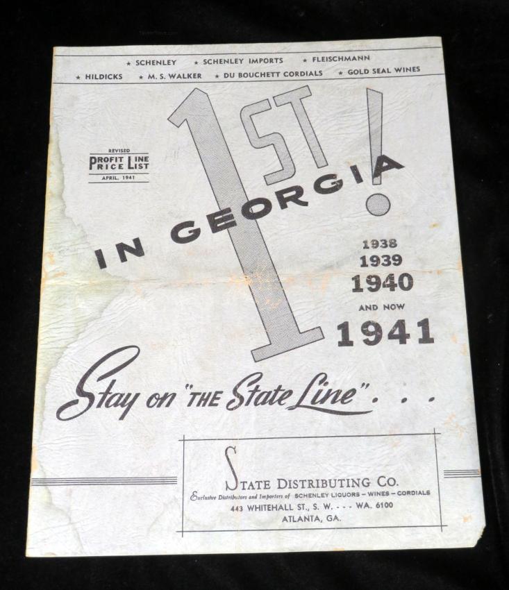 State Distributing Co. Liquor Catalog Atlanta Georgia