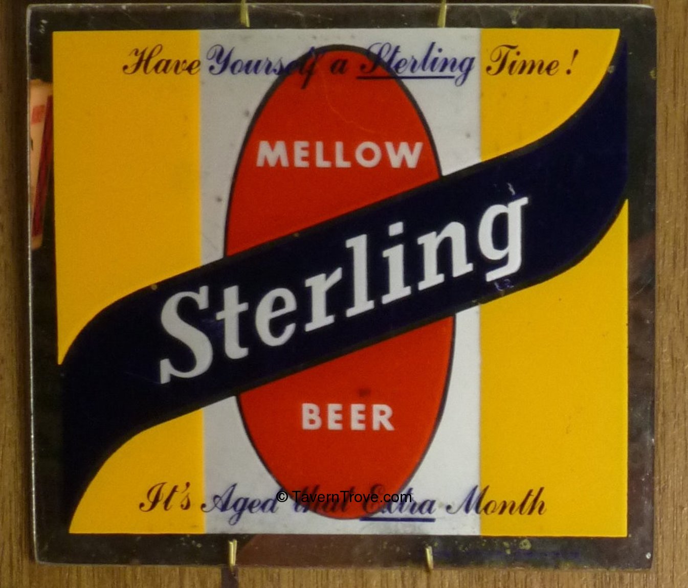 Item #15432 1950 Sterling Beer Reverse-Painted Glass Sign