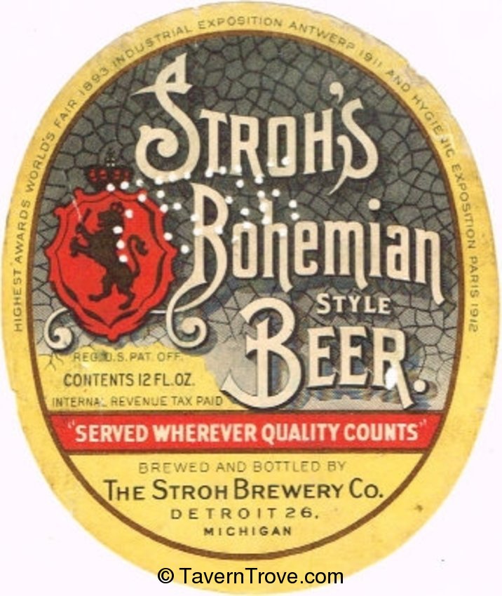 Stroh's Bohemian Style Beer