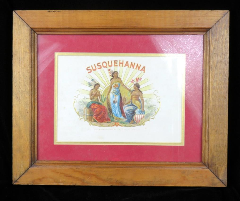 Susquehanna Lithographed Cigar Box Label Framed