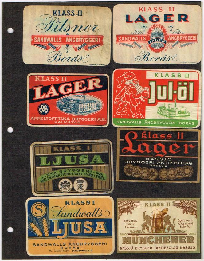 Sweden Beer Labels Sandwalls Vasteras Naasjo lot of EIGHT