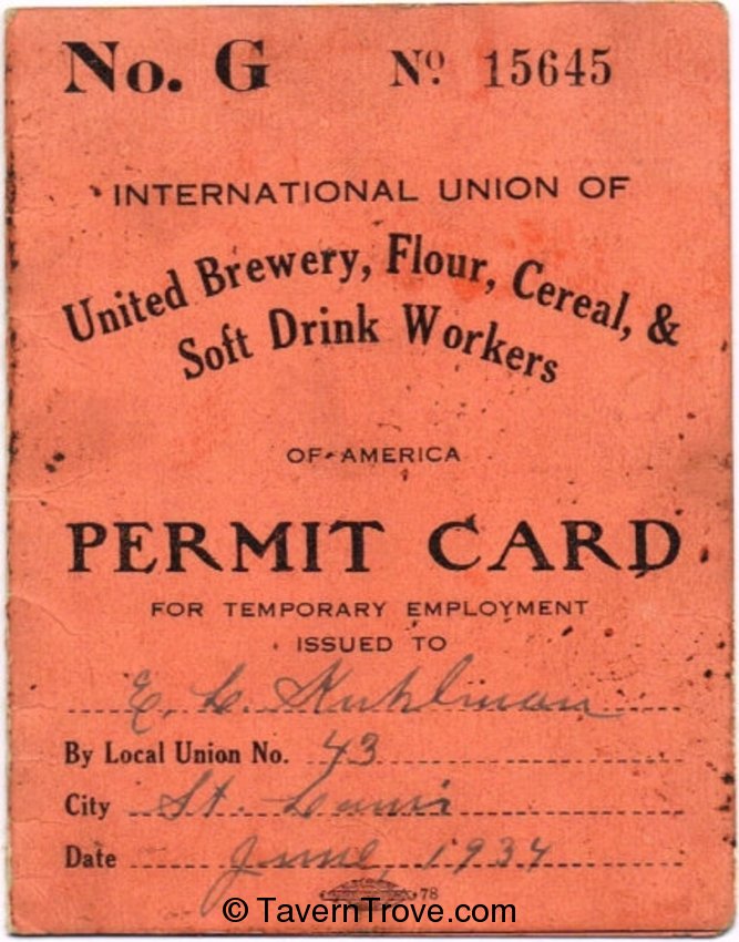 Temporary Union Employment Permit Card