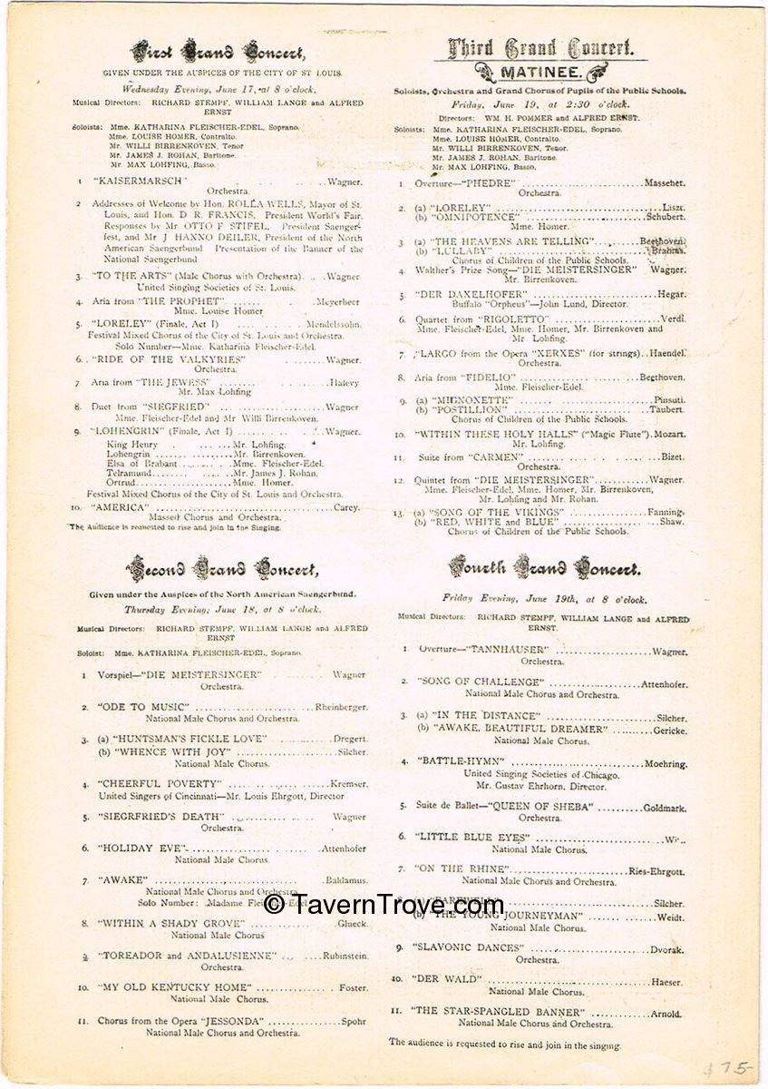 Item 27113 1903 The Budweiser Toast sheet music Booklet