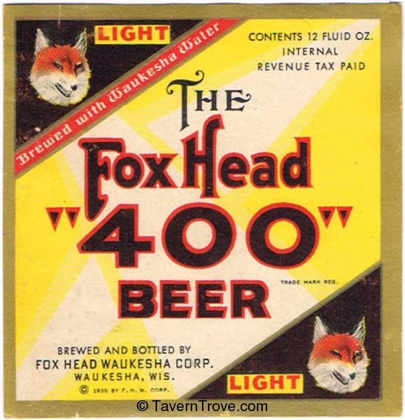 The Fox Head 400 Light Beer