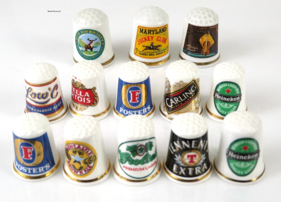Thimbles Porcelain Beer Brands Lot of THIRTEEN