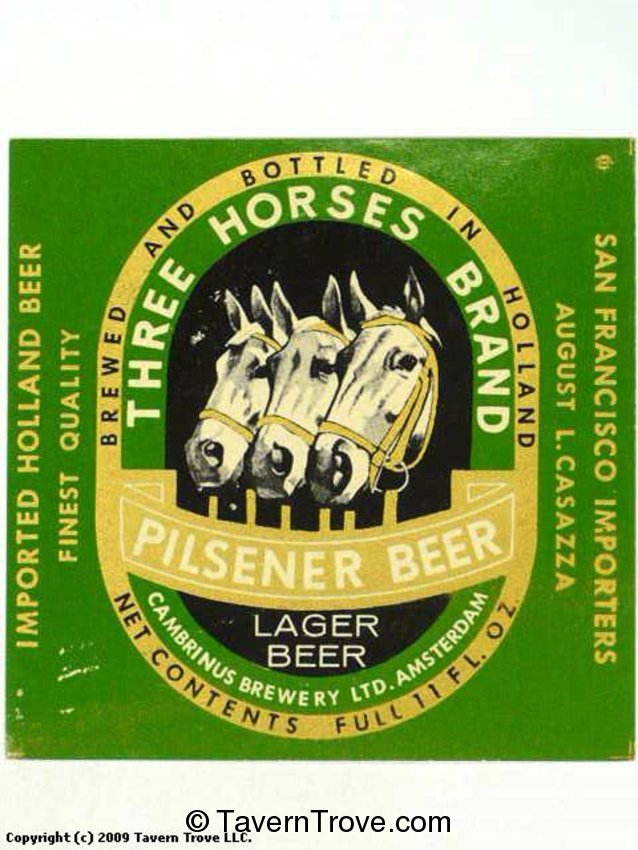 Three Horses Brand Pilsener Beer Lager Beer