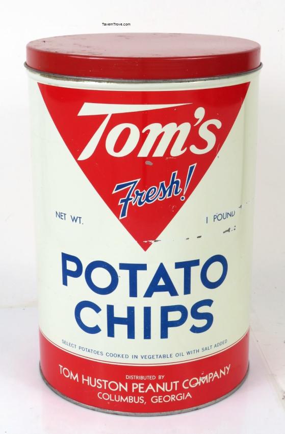 Tom's Potato Chips 1 Pound Tin Tom Huston Columbus Georgia