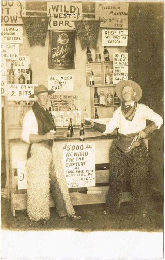 Schlitz Corner Sign & Banners Two Men Posing In A Prop Bar