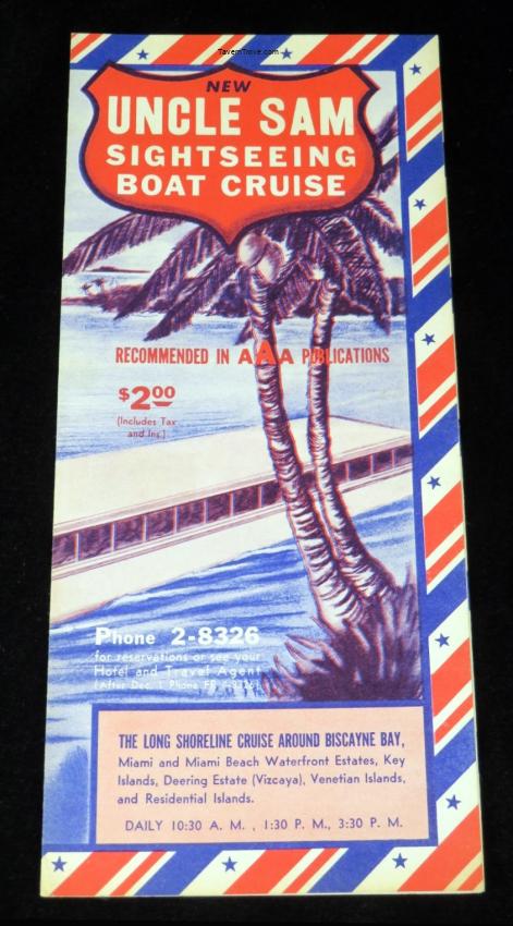 Uncle Sam Sightseeing Boat Cruise Miami Beach Florida Brochure