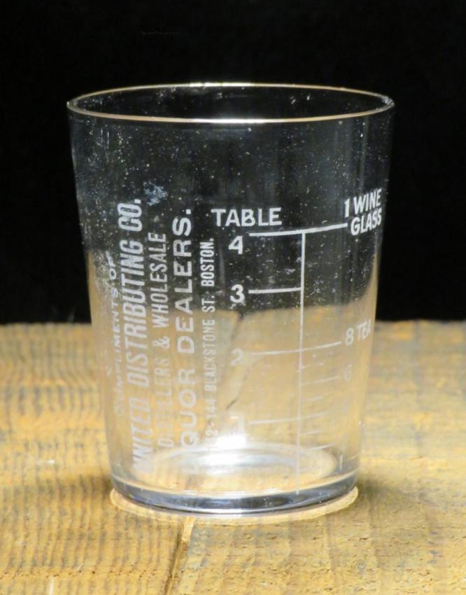 Union Distributing Co Etched Shot Glass Boston Massachusetts