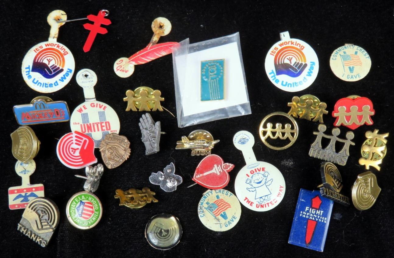 United Way Infant Paralysis Charity Pinbacks lot of THIRTY