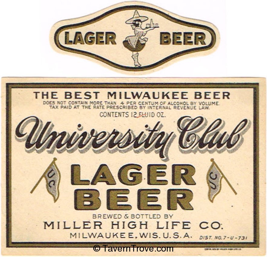 University Club Lager Beer