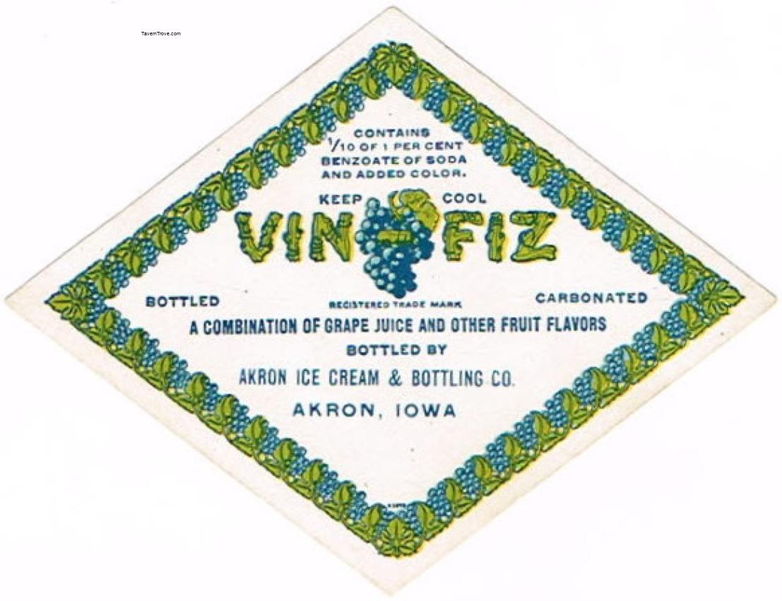 Vin Fiz Carbonated Grape Juice Akron Ice Cream & Bottling Iowa