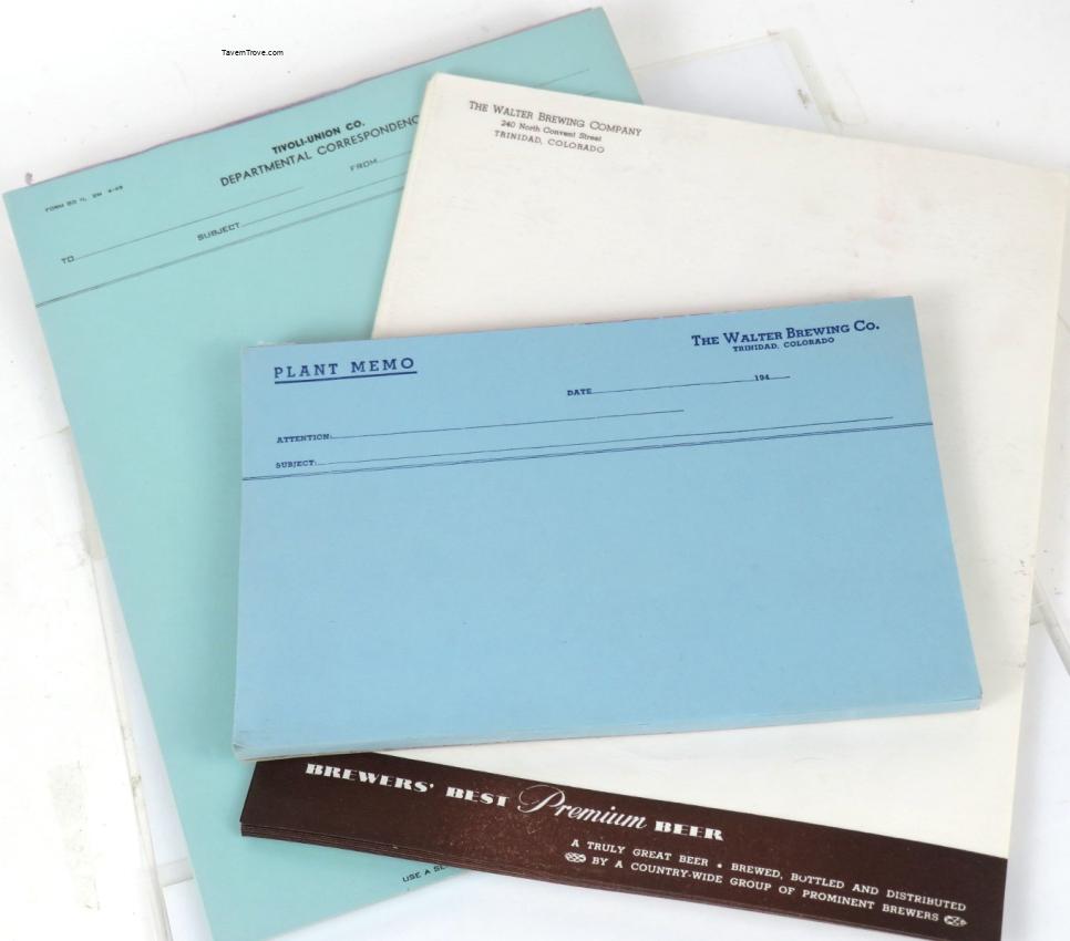 Walter Tivoli Brewery Trinidad Denver Colorado Invoice Pads Lot of Three