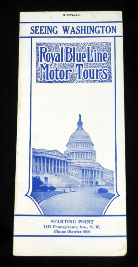 Washington DC Royal Blue Bus Line Packard Travel Brochure