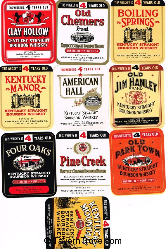 Whiskey Lot of 10 Webster Distillery Whiskey Labels