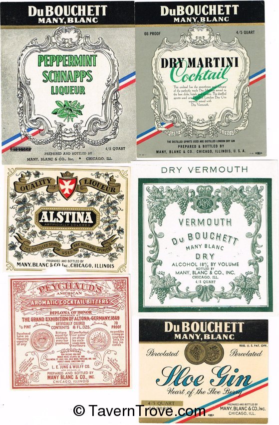 Whiskey Lot of 11 Many Blanc & Co Liquor Labels