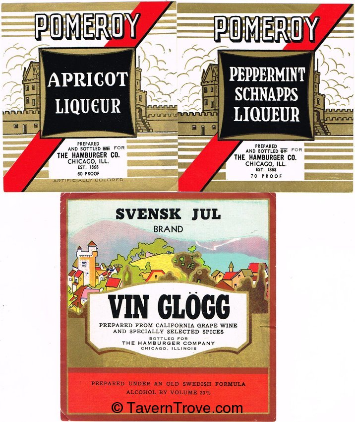 Whiskey Lot of 3 Hamburger Co Liquor Labels
