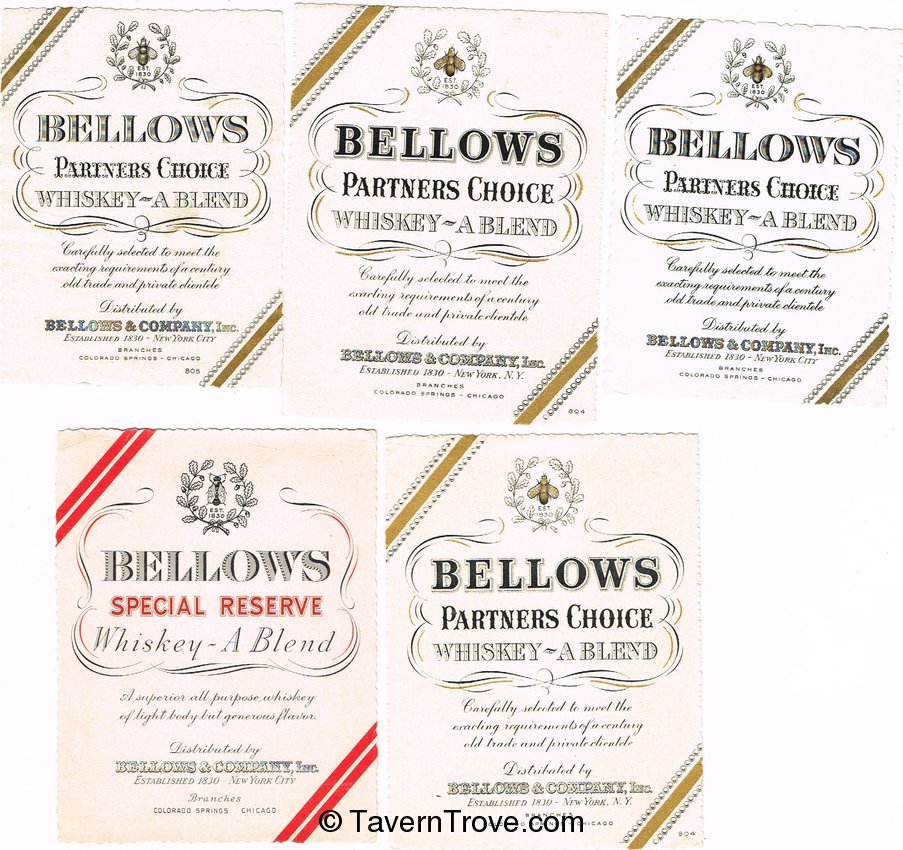Whiskey Lot of 5 Bellows Distillery Whiskey Labels Colorado Springs Chicago