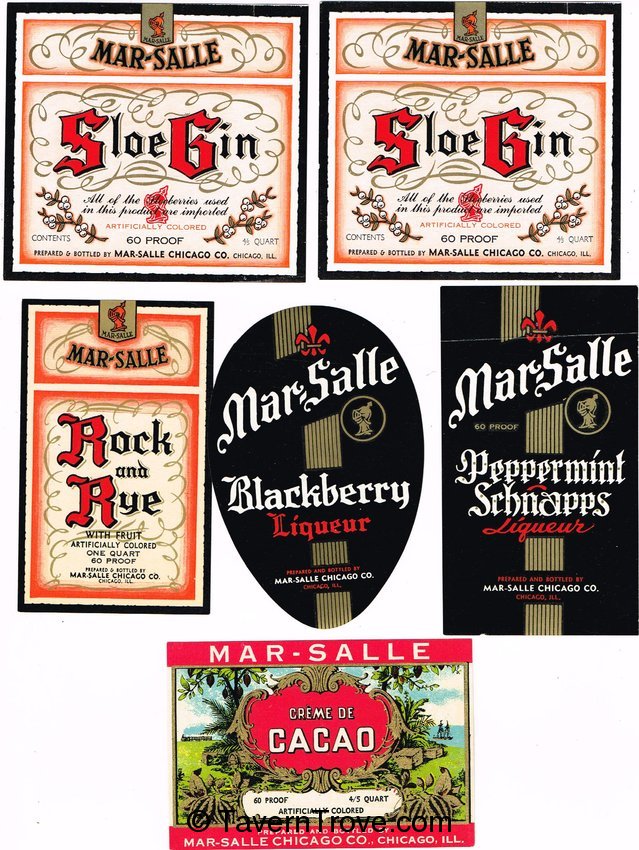 Whiskey Lot of 6 Mar-Salle Distillery Liquor Labels