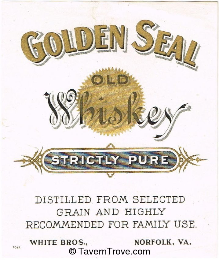 Item 37075 1900 White Bros. Gold Seal Whiskey Norfolk Virginia Paper Ad