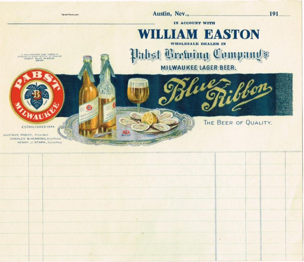 William Easton (Pabst) Billhead