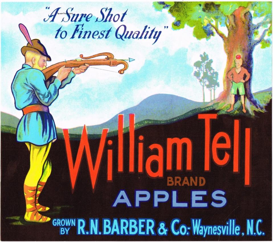 William Tell Apples Fruit Crate Label Waynesville North Carolina