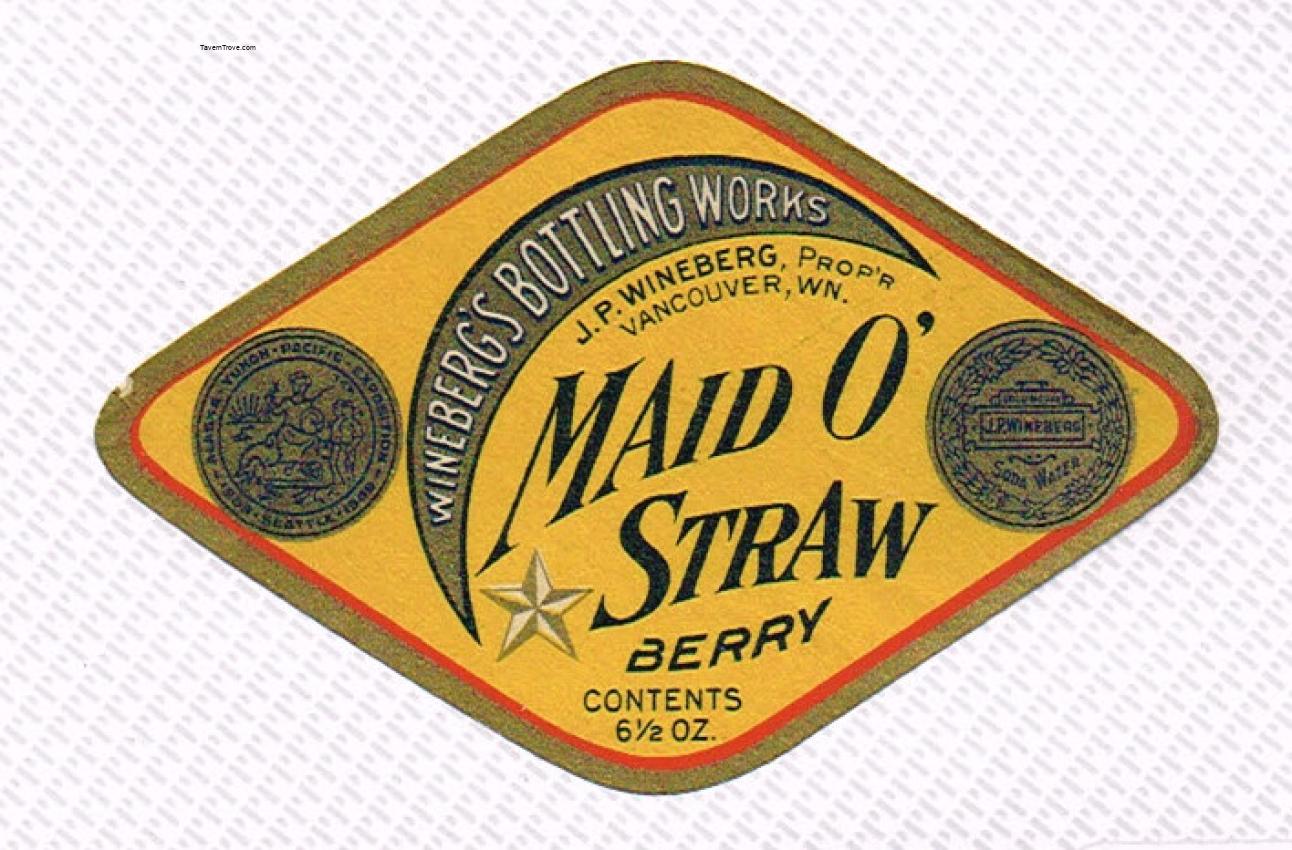 Wineberg's Maid O' Strawberry Soda Vancouver Washington 6½oz
