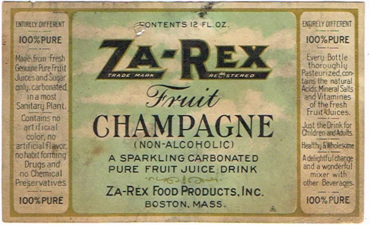 Za-Rex Champagne Fruit Drink Boston Massachusetts
