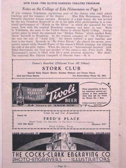 Elitch's Gardens 1945 Theatre Program