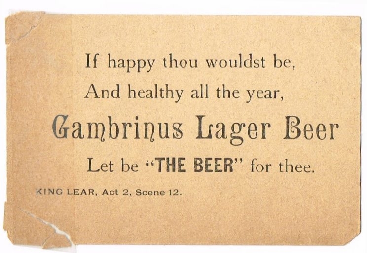 Gambrinus Lager Beer Trade Card