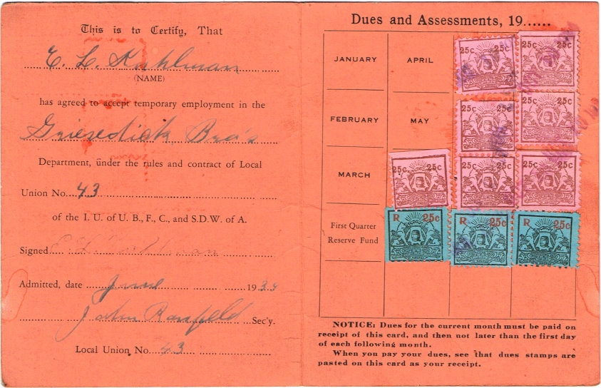 Temporary Union Employment Permit Card