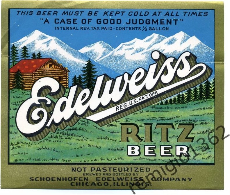 Item #27738 1939 Edelweiss Ritz Beer Label IL46-05