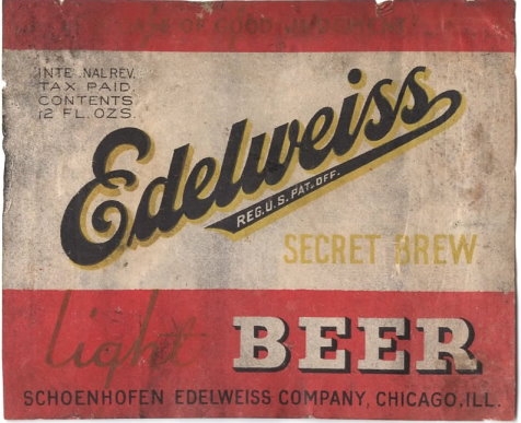Item #74784 1938 Edelweiss Secret Brew Beer Label IL45-11