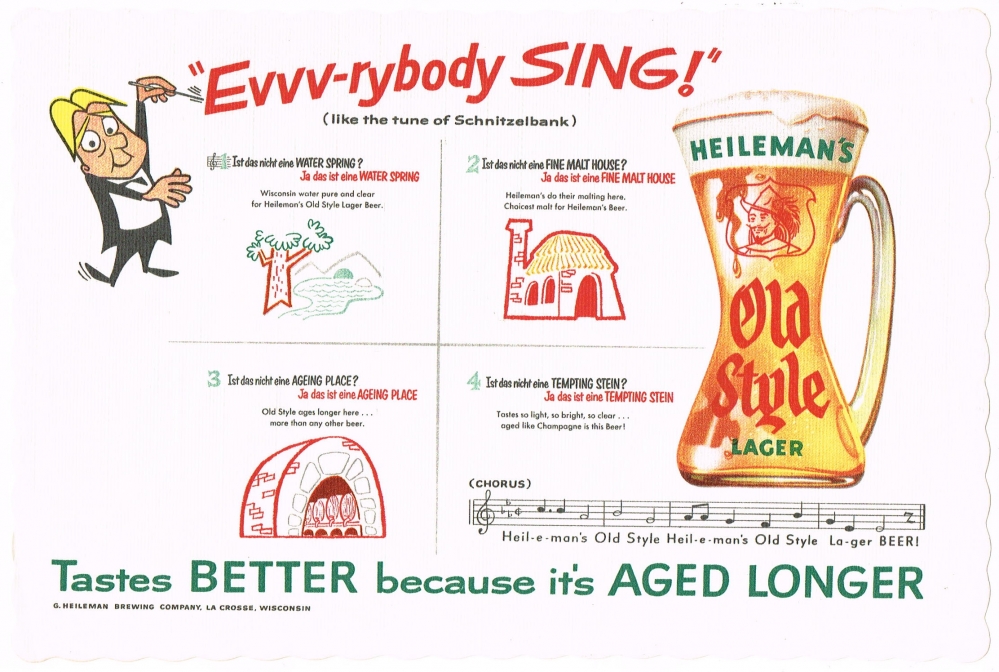 Item 85586 1955 Heileman's Old Style Lager Beer Placemat